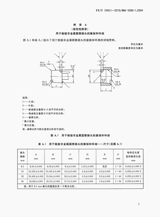 麻醉和呼吸設備圓錐接頭檢驗用塞規(guī)和環(huán)規(guī)圖2